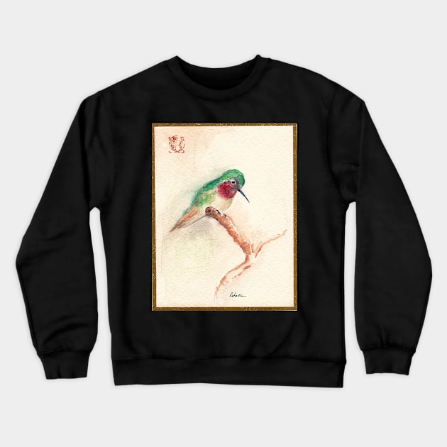 KOTORI - Hummingbird Watercolor Painting by Rebecca Rees Crewneck Sweatshirt by tranquilwaters